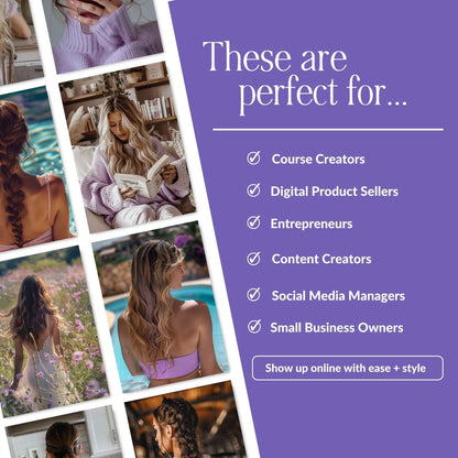 Purple Stock Images | AI Stock Photos | Aesthetic Images for Social Media | Square, Portrait, & Story Sizes | MRR & PLR Resell Rights Boundless PLR