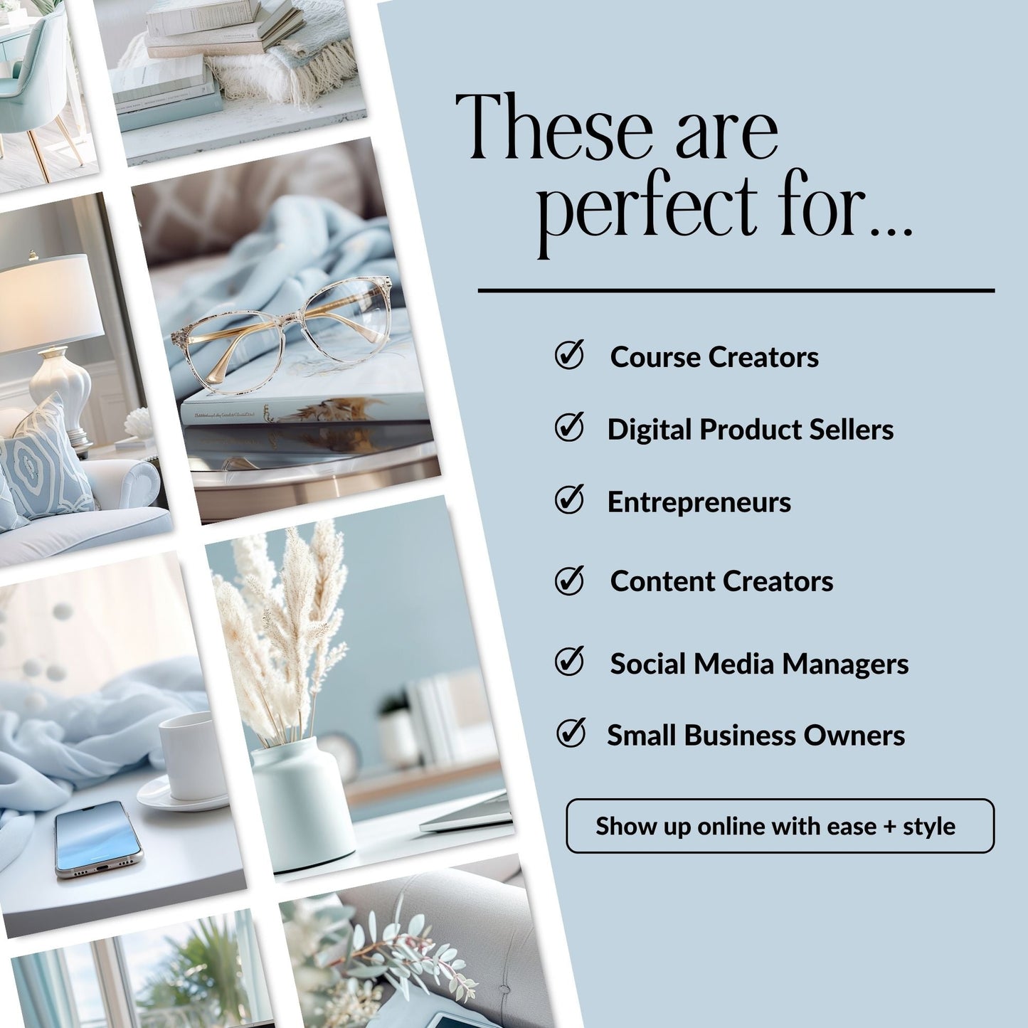 Baby Blue & Cream AI Stock Images | 35 Canva Images with MRR + PLR Boundless PLR
