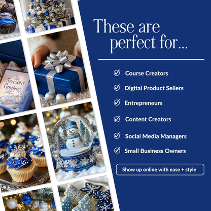 100 Blue and Silver Christmas AI Stock Images | Canva Holiday Image Bundle with MRR + PLR