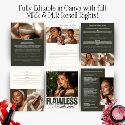 Flawless Foundations – Canva Editable Skincare eBook with PLR & MRR Resell Rights Boundless PLR