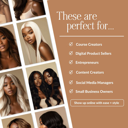 Melanin Hair Stock Photos — 100 Luxury Hairstyle Images | PLR MRR Resell Rights | Faceless Marketing | Black Women Beauty Bundle Boundless PLR