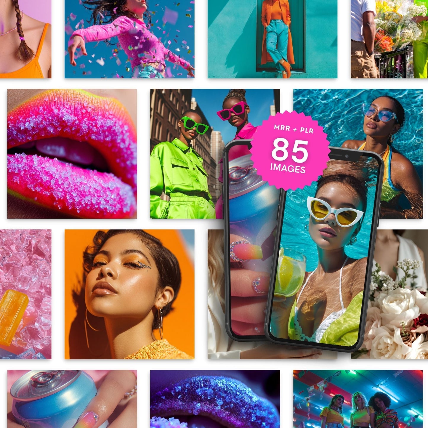 Neon Stock Photos | Editorial Branding Image Bundle (105) | MRR + PLR Boundless PLR