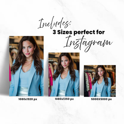 Blue Aesthetic Stock Photos Bundle | 3 Sizes (Square, Portrait, Story) | PLR + MRR