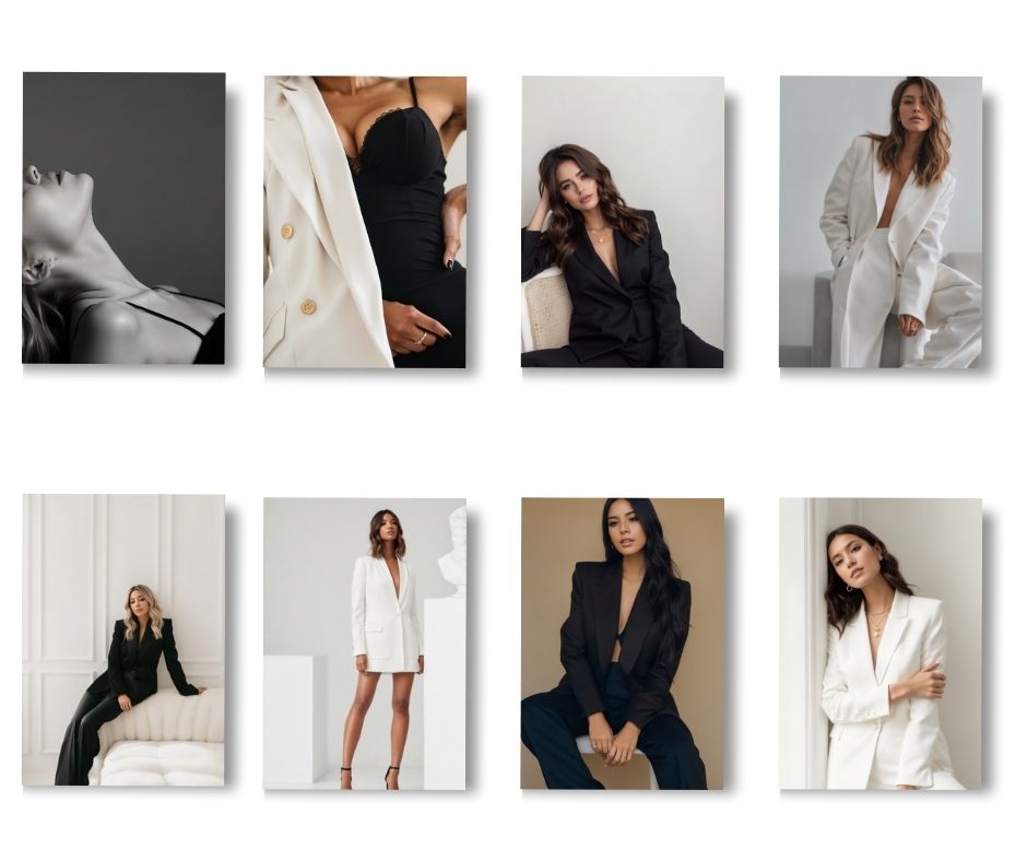 Editorial Fashion Stock Photos for Websites | Women's Suiting Photography Image Bundle with Resell Rights