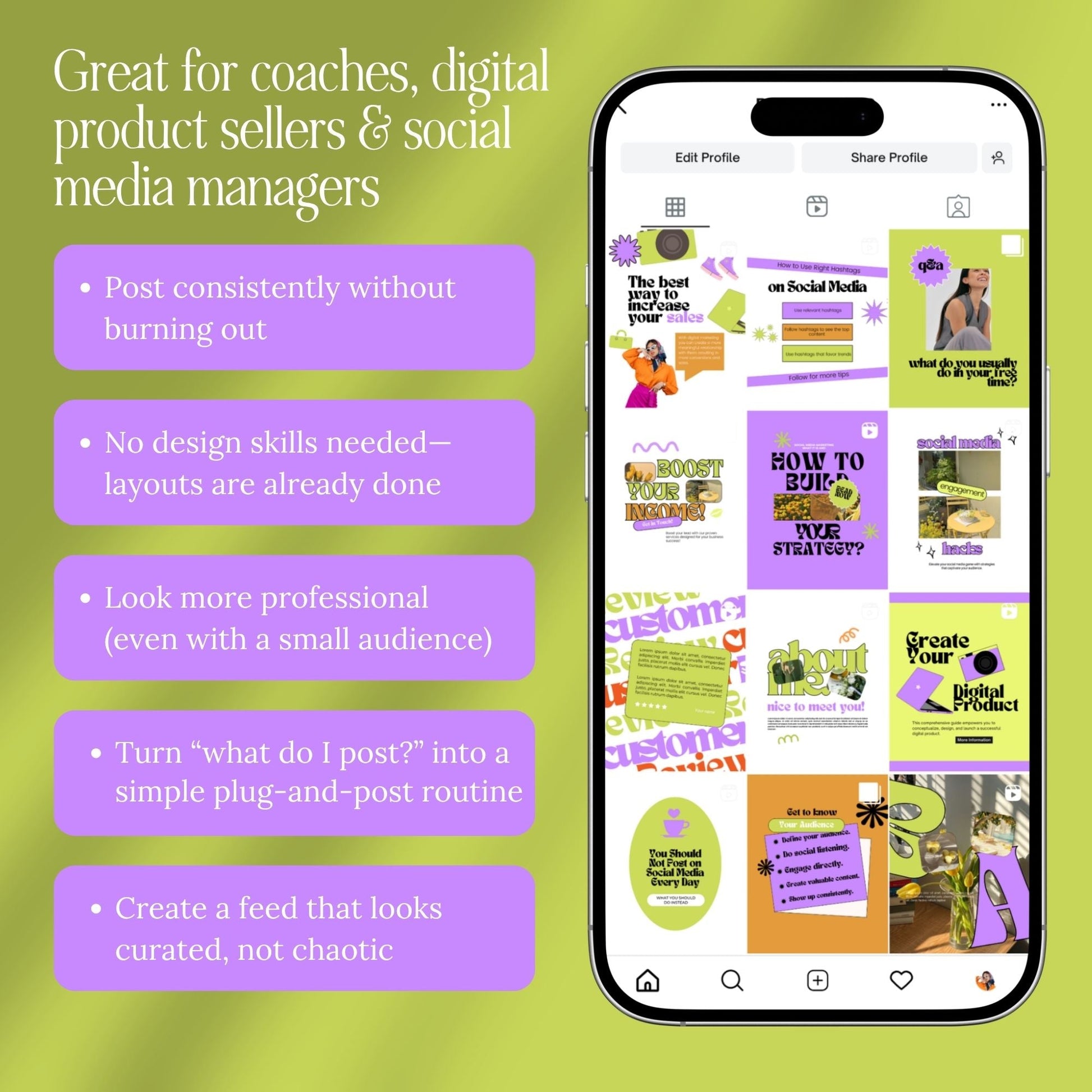 Scroll-Stopping Instagram Templates | 50 Canva Story Templates for Digital Marketers, Coaches & Social Media Managers Boundless PLR