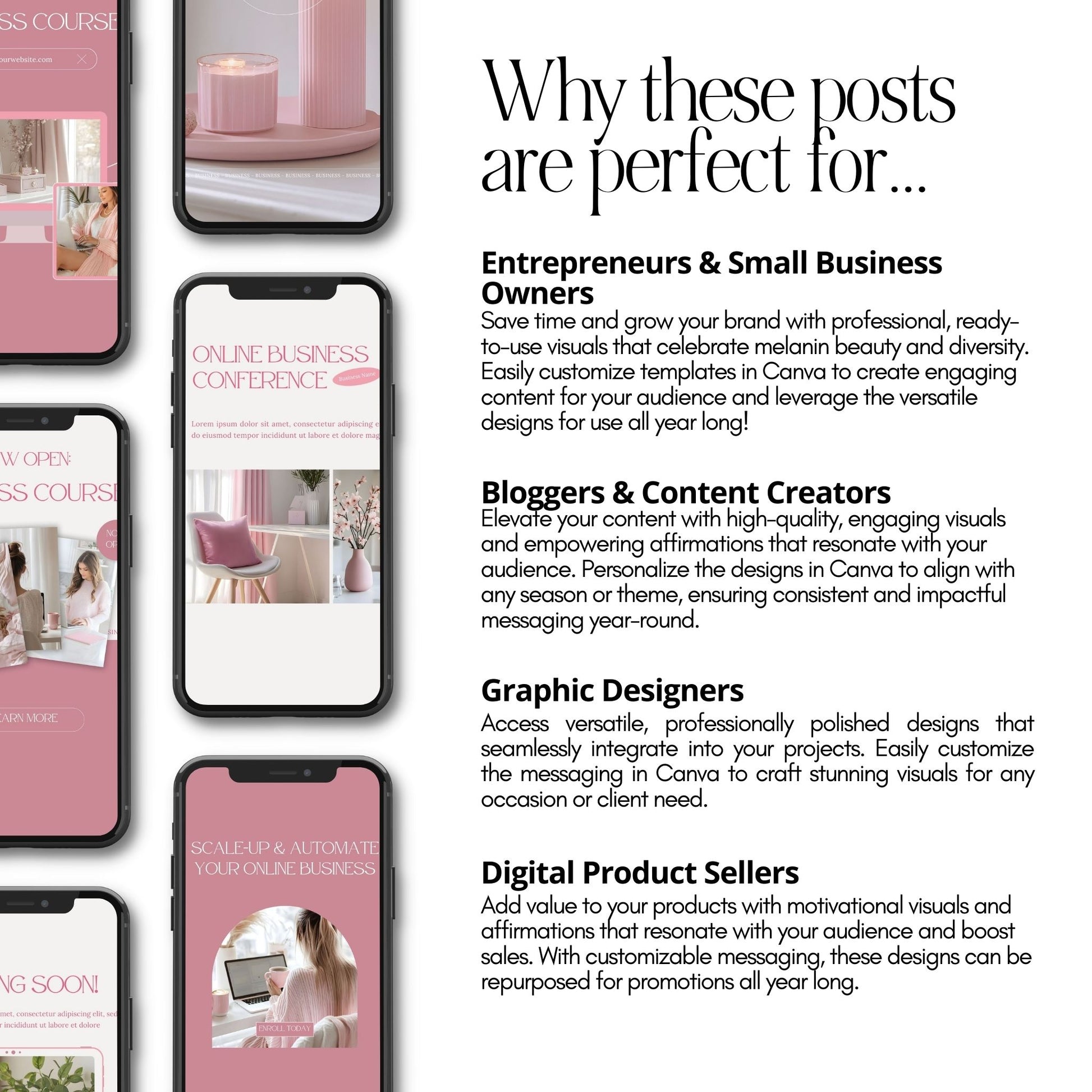 Pink Aesthetic Instagram Templates: 100 Posts and Stories with MRR and PLR Resell Rights - Boundless PLR