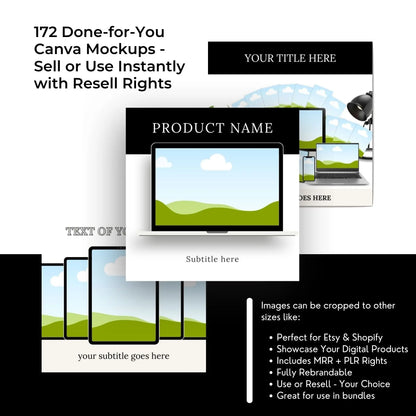 171 Canva Mockup Templates for Digital Products | PLR + MRR Bundle for Etsy & Shopify Sellers Boundless PLR