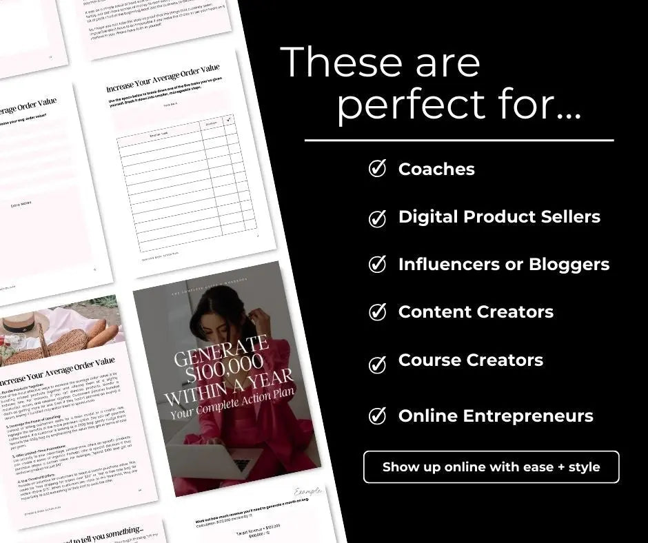 Generate $100K in a Year Action Plan — Canva Editable Template with PLR & MRR Rights Boundless PLR