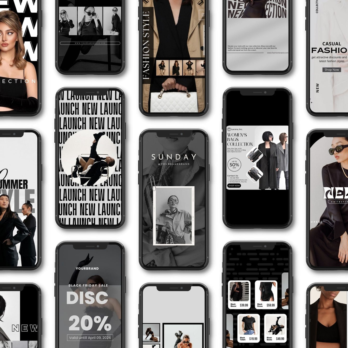Fashion Social Media Templates | Canva Editable | MRR & PLR Resell Rights – 3 Sizes (1080×1080, 1080×1350, 1080×1920) Boundless PLR