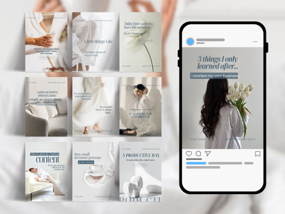 Instagram Templates Canva | PLR MRR Resell Rights | Social Media Templates | Marketing Coach | Blue White Aesthetic | 1080x1350 & 1080x1440 Boundless PLR