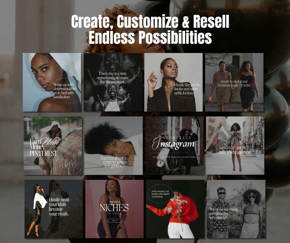Canva Instagram Templates | 50 Melanin Posts & Stories, 3 Sizes + PLR