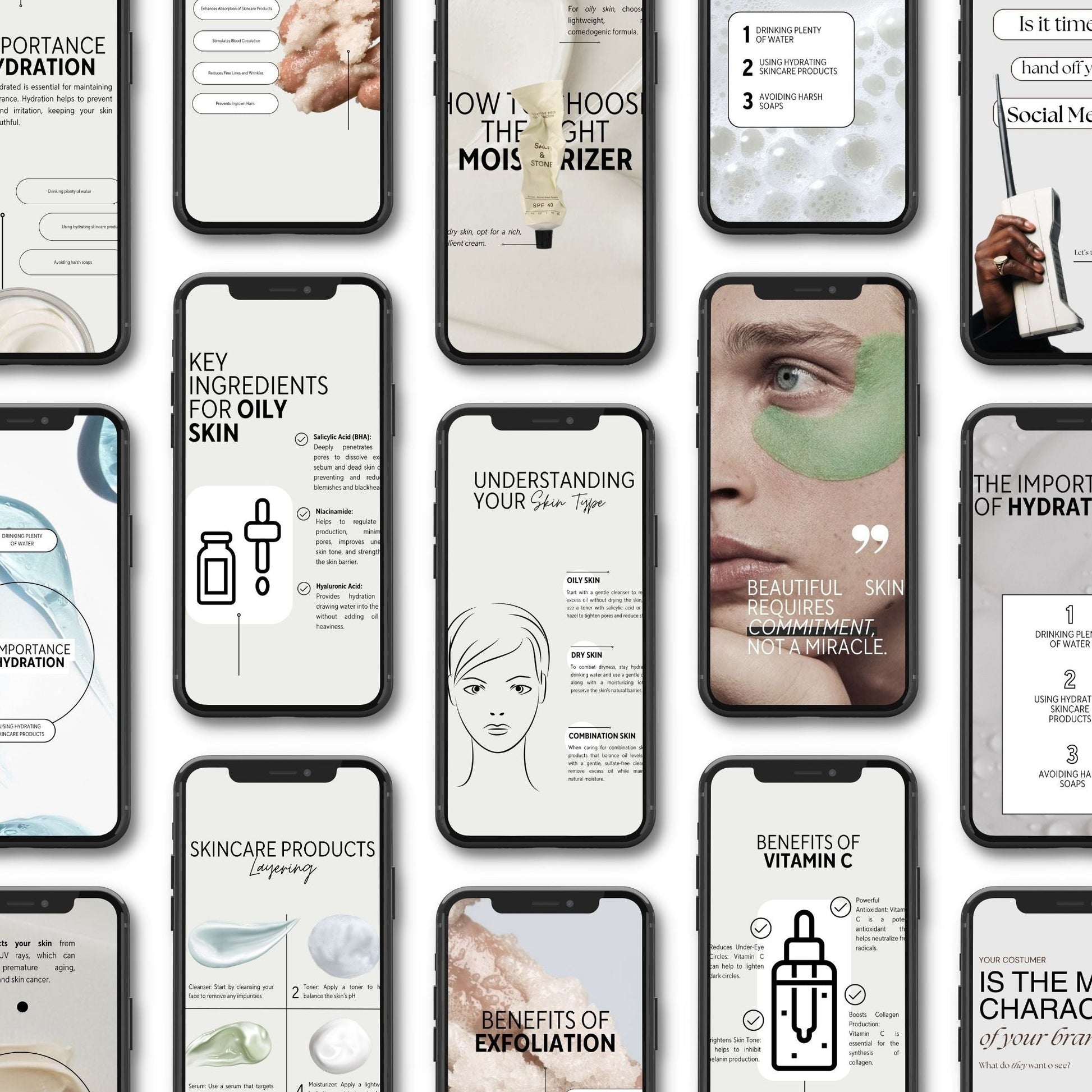 Skincare Social Media Templates | Canva Editable Instagram Posts, Stories & Reels | PLR + MRR Resell Rights Boundless PLR