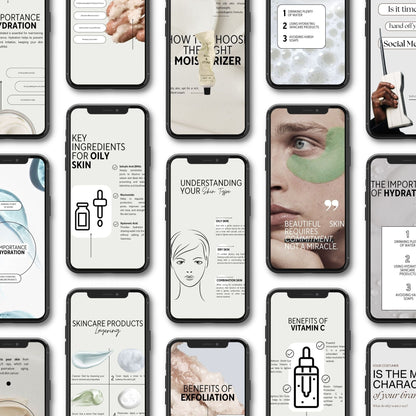 Skincare Social Media Templates | Canva Editable Instagram Posts, Stories & Reels | PLR + MRR Resell Rights Boundless PLR