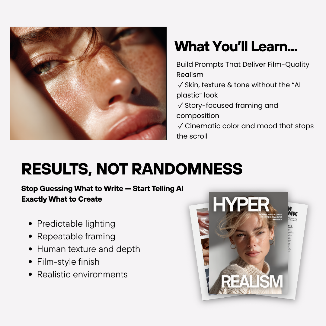 Hyperrealism Midjourney 101 |Guide to Professional-Looking Realistic Images | Canva Editable | MRR + PLR Included Boundless PLR