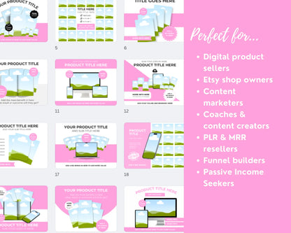 100 Canva Mockup Templates for Printables, Books, Journals, Planners & Digital Products | Editable Etsy Listing Thumbnail Image | MRR & PLR Boundless PLR