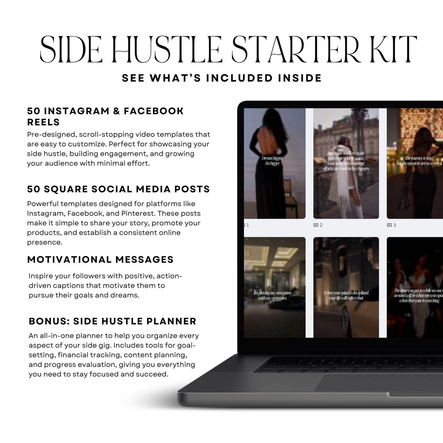Side Hustle Starter Kit | PLR & MRR Digital Product for Entrepreneurs - PLR Instagram Templates - Boundless PLR