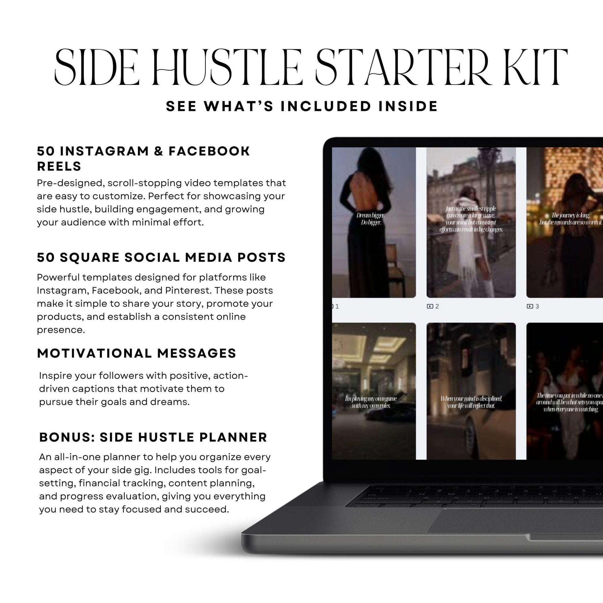 Side Hustle Starter Kit | PLR & MRR Digital Product for Entrepreneurs - PLR Instagram Templates - Boundless PLR
