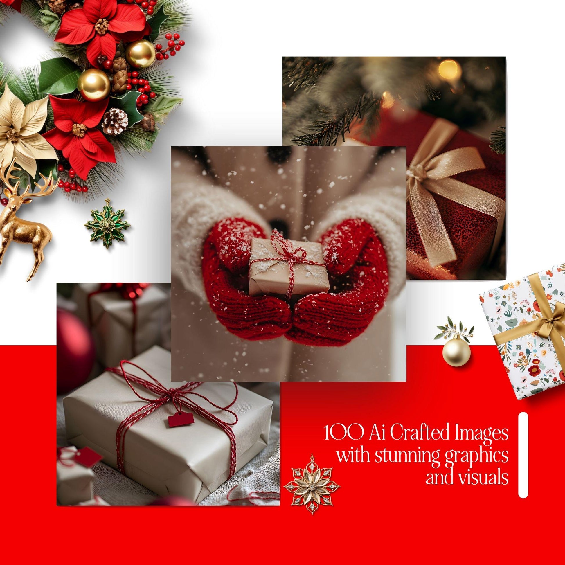 100 Aesthetic Red Christmas Stock Photos | PLR & MRR Digital Bundle - Ai Stock Images - Boundless PLR