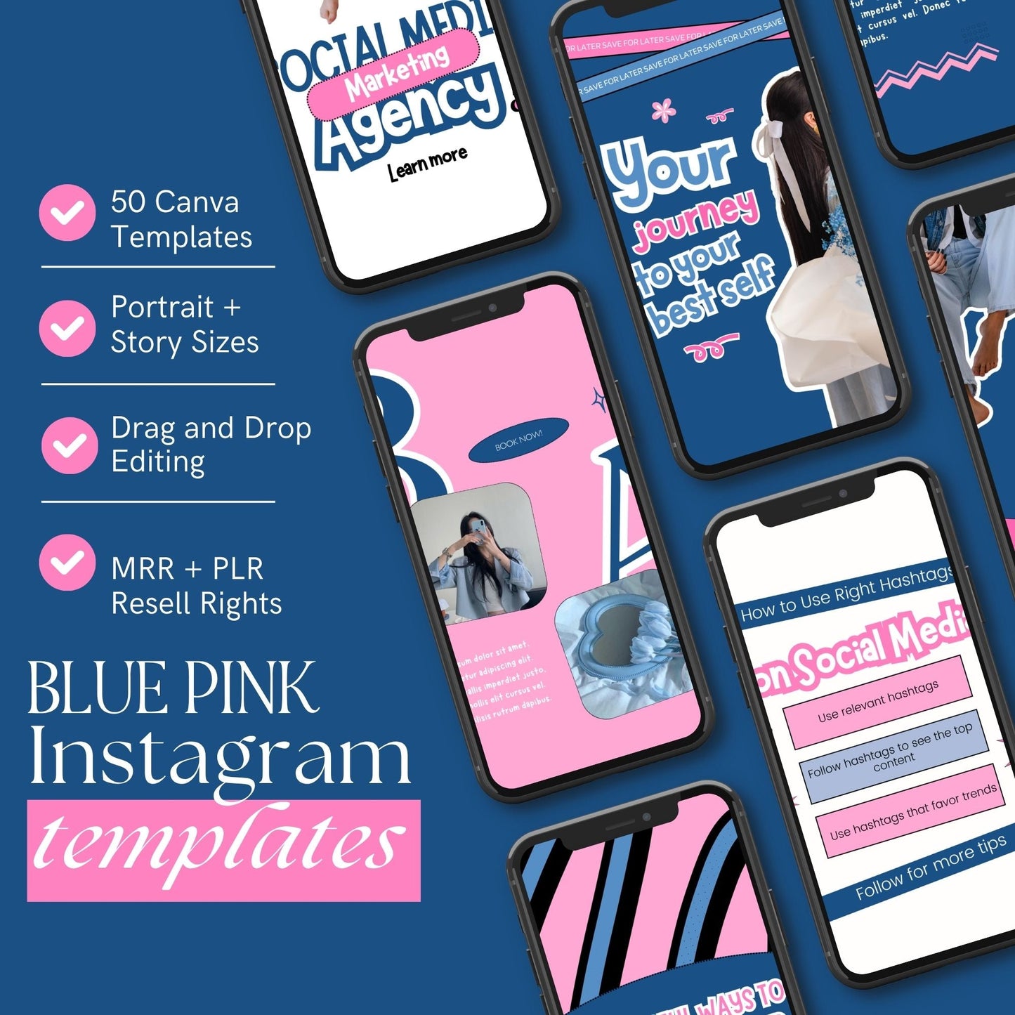 PLR Instagram Templates, Digital Marketing Canva — Story + Post Bundle with MRR & PLR Rights Boundless PLR
