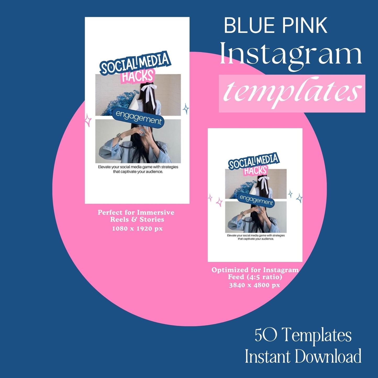 PLR Instagram Templates, Digital Marketing Canva — Story + Post Bundle with MRR & PLR Rights Boundless PLR