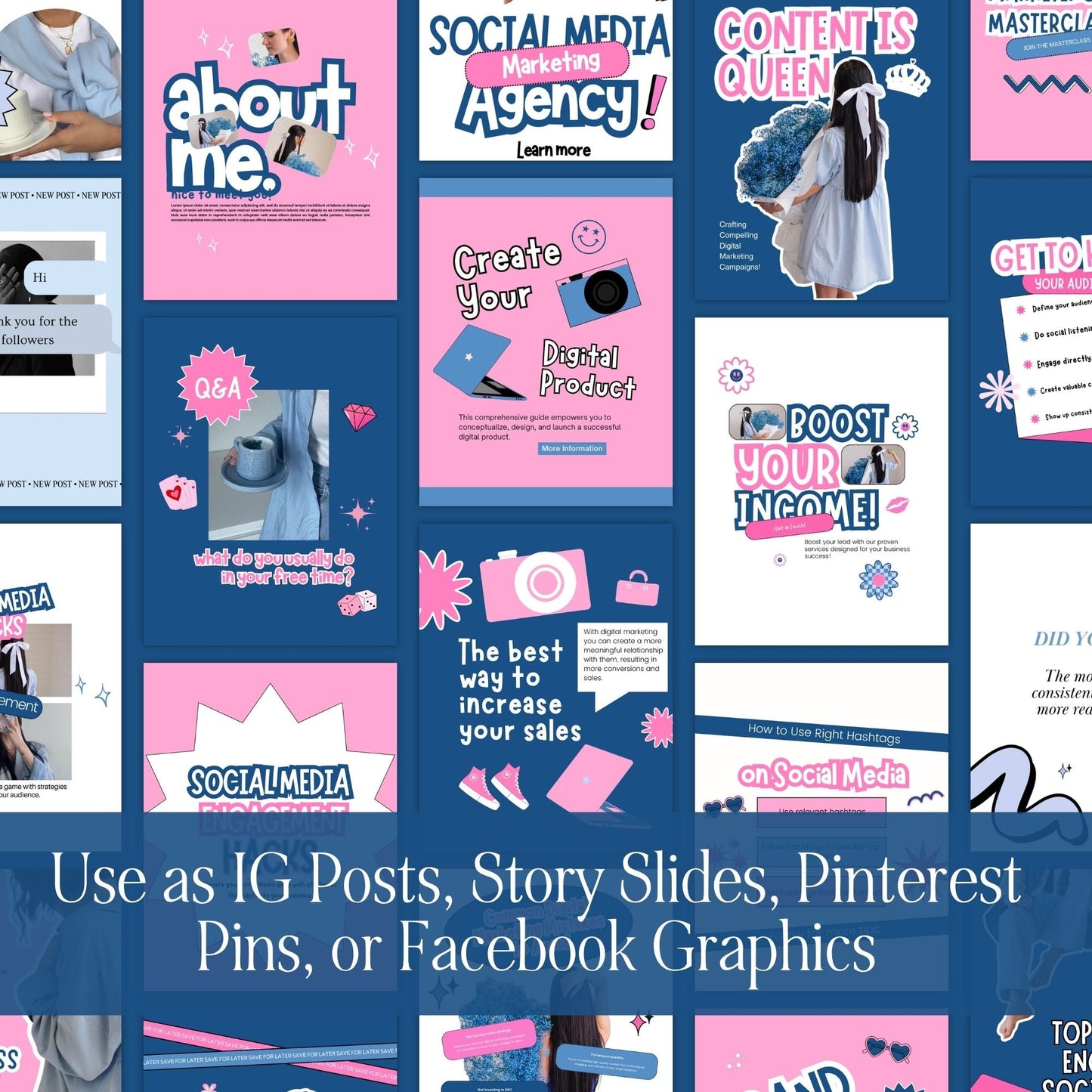 PLR Instagram Templates, Digital Marketing Canva — Story + Post Bundle with MRR & PLR Rights Boundless PLR
