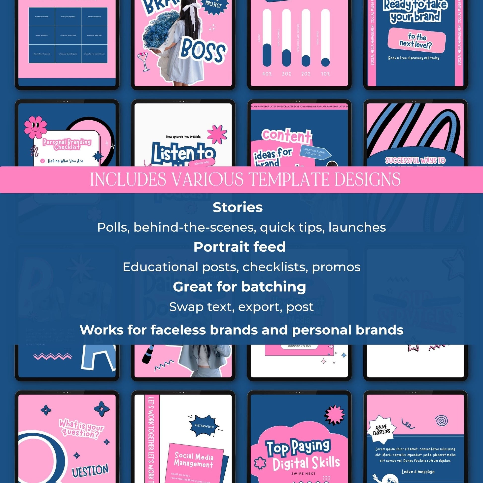 PLR Instagram Templates, Digital Marketing Canva — Story + Post Bundle with MRR & PLR Rights Boundless PLR