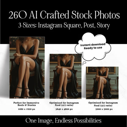 260 Luxe Dark Aesthetic Stock Photos with PLR & MRR Rights | Instant Download