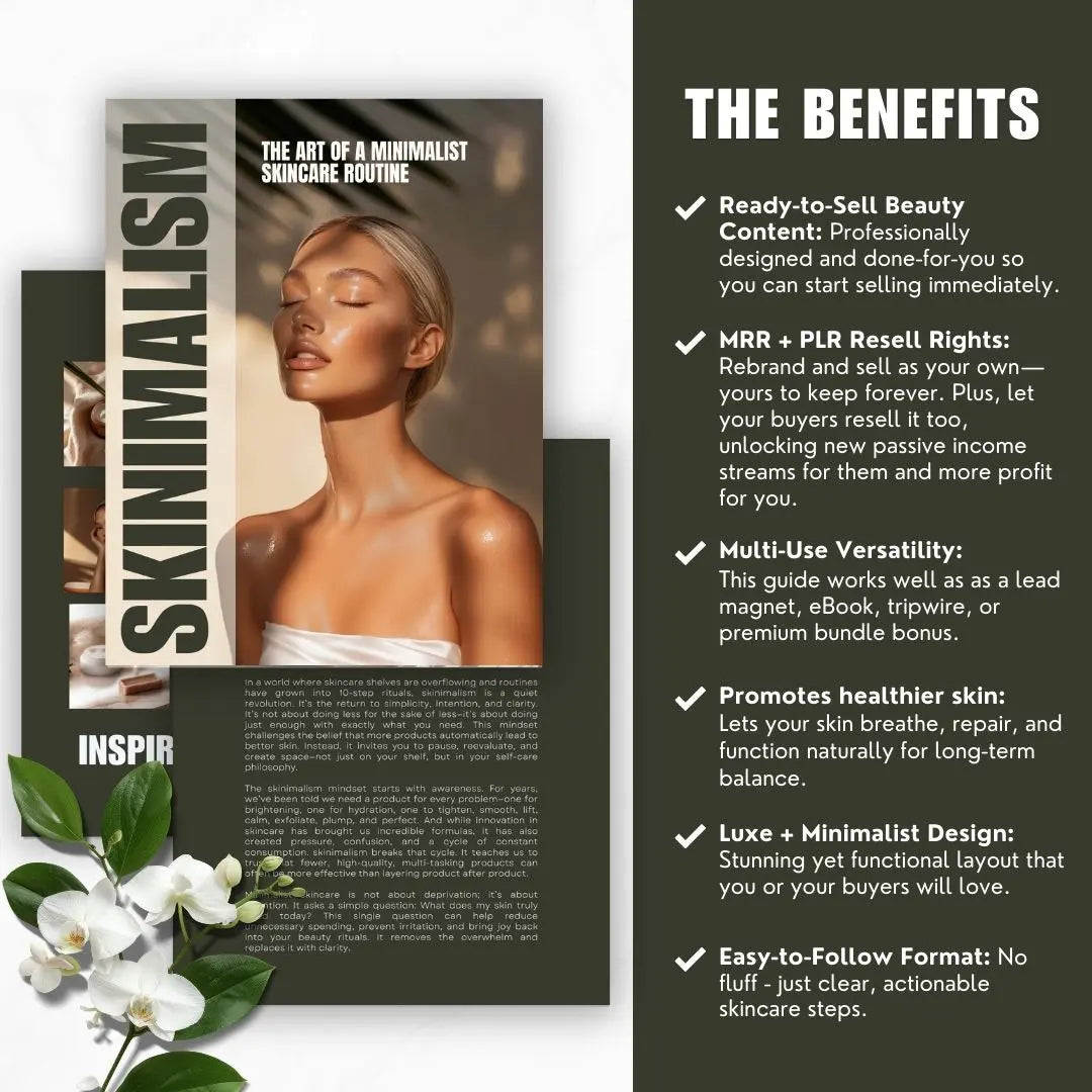 Skinimalism Guide – Canva Editable eBook with PLR & MRR Resell Rights Boundless PLR