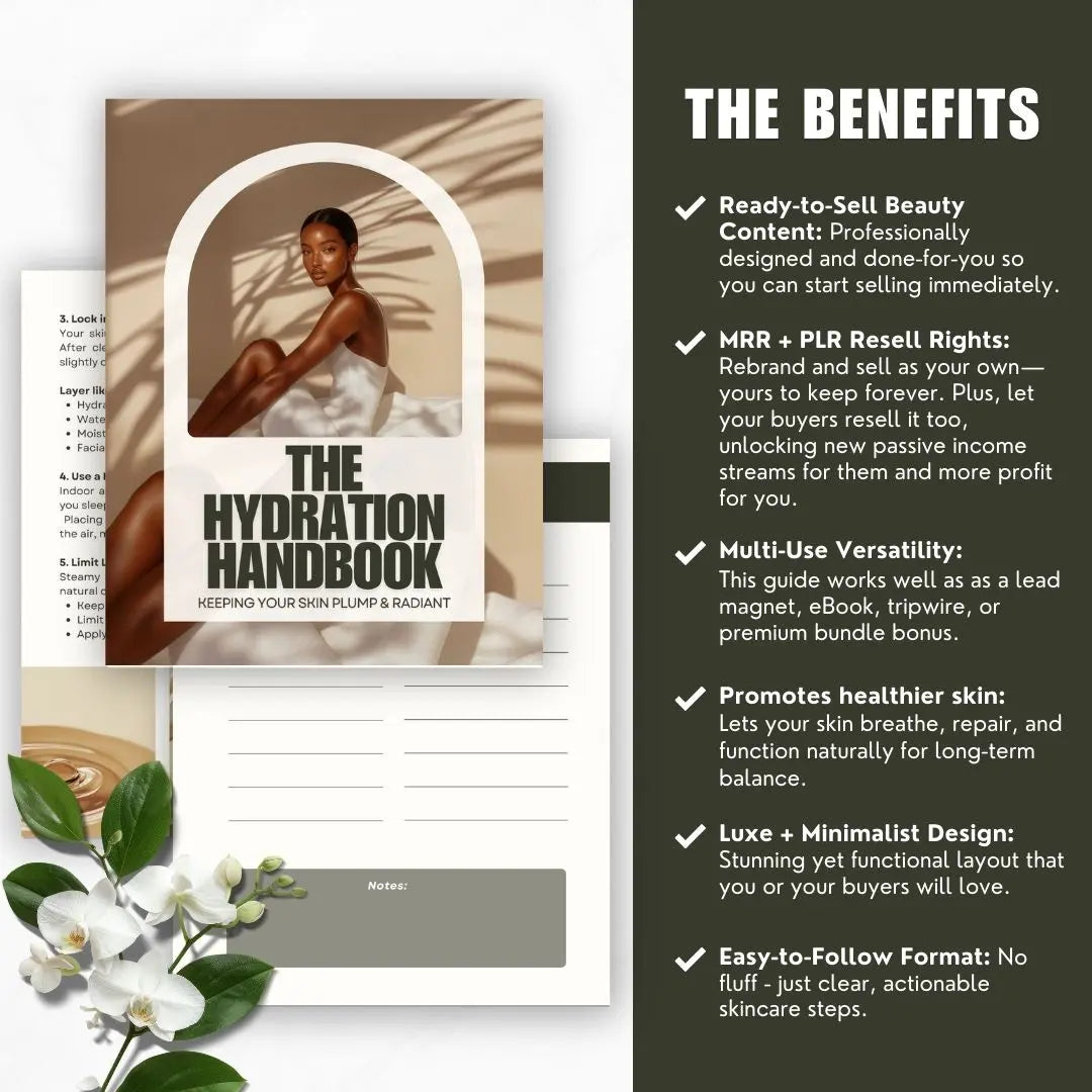 The Hydration Handbook – Canva Editable Skincare eBook with PLR & MRR Resell Rights Boundless PLR