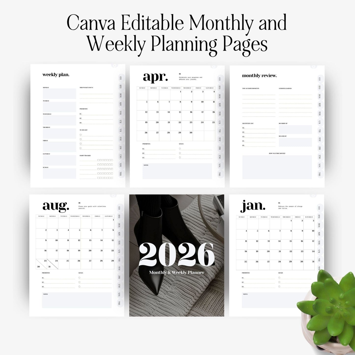 2026 Monthly & Weekly Planner | Canva Editable Template | PLR & MRR Resell Rights | Printable Digital Download (US Letter) Boundless PLR
