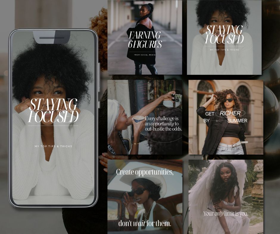 Canva Instagram Templates | 50 Melanin Posts & Stories, 3 Sizes + PLR