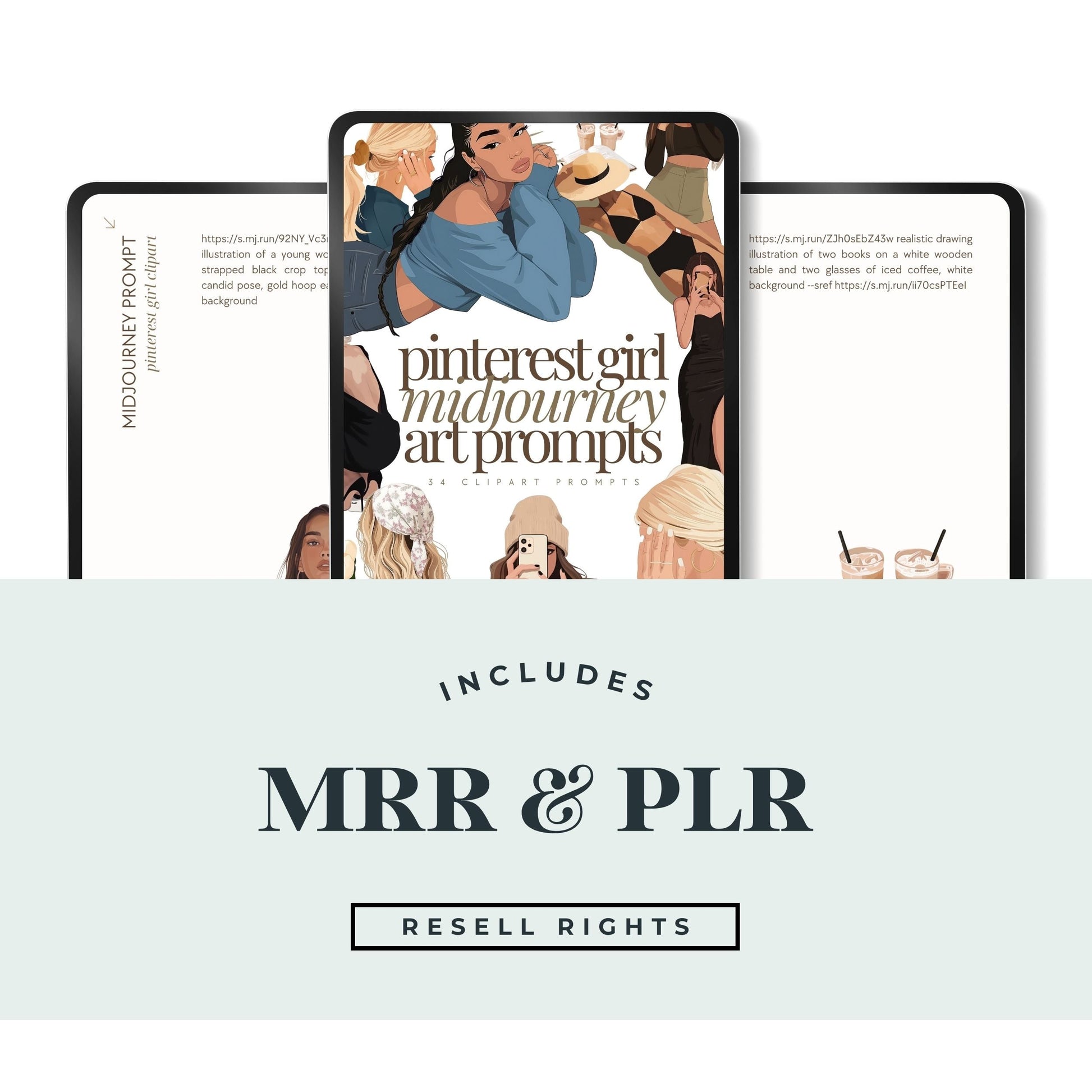 Pinterest Girl Midjourney Prompts – Canva Editable with MRR & PLR Resell Rights Boundless PLR