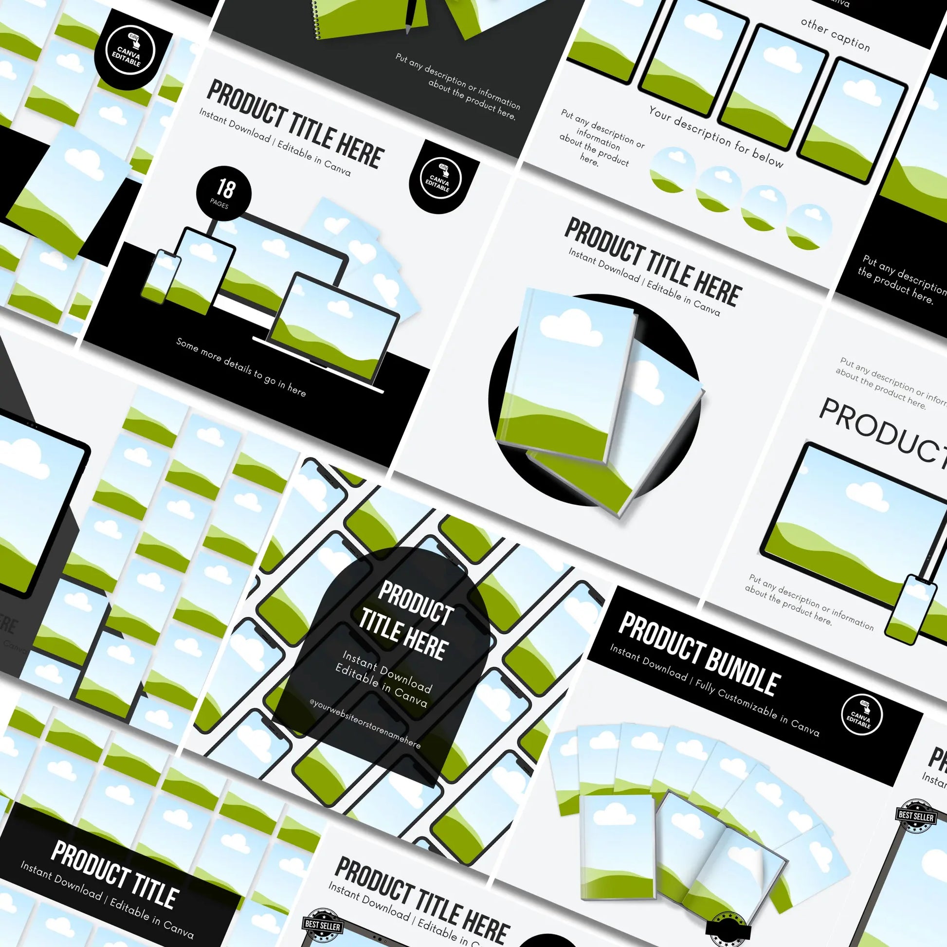 50 Etsy Listing Mockup Video Thumbnails – Canva Editable Templates with MRR & PLR Rights Boundless PLR