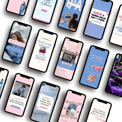 Pink & Blue Instagram Templates Pack (Canva Editable) | 50 Designs, 3 Sizes | MRR + PLR + Bonuses Boundless PLR