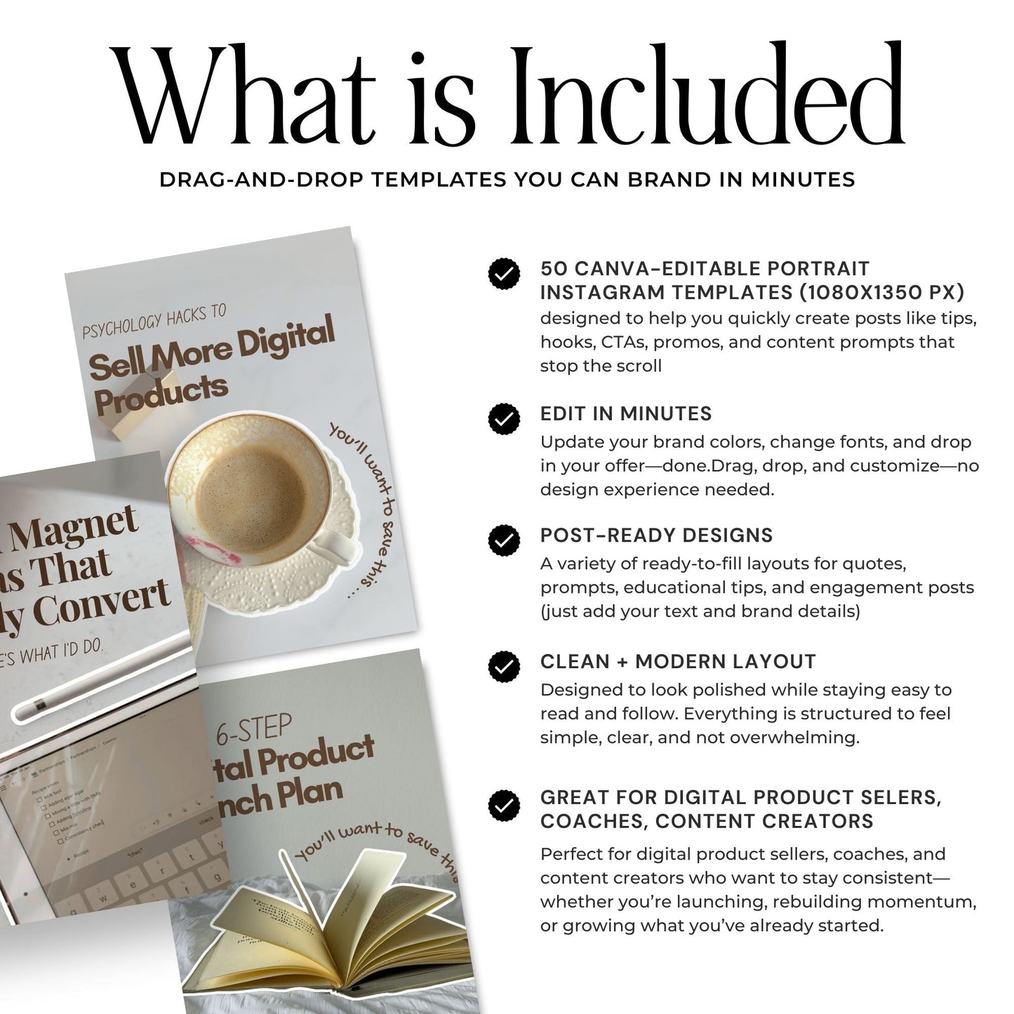 Instagram Templates Canva | Coaching Instagram | 400+ Bonus Stickers & Grid Planners | MRR + PLR Resell Rights Boundless PLR