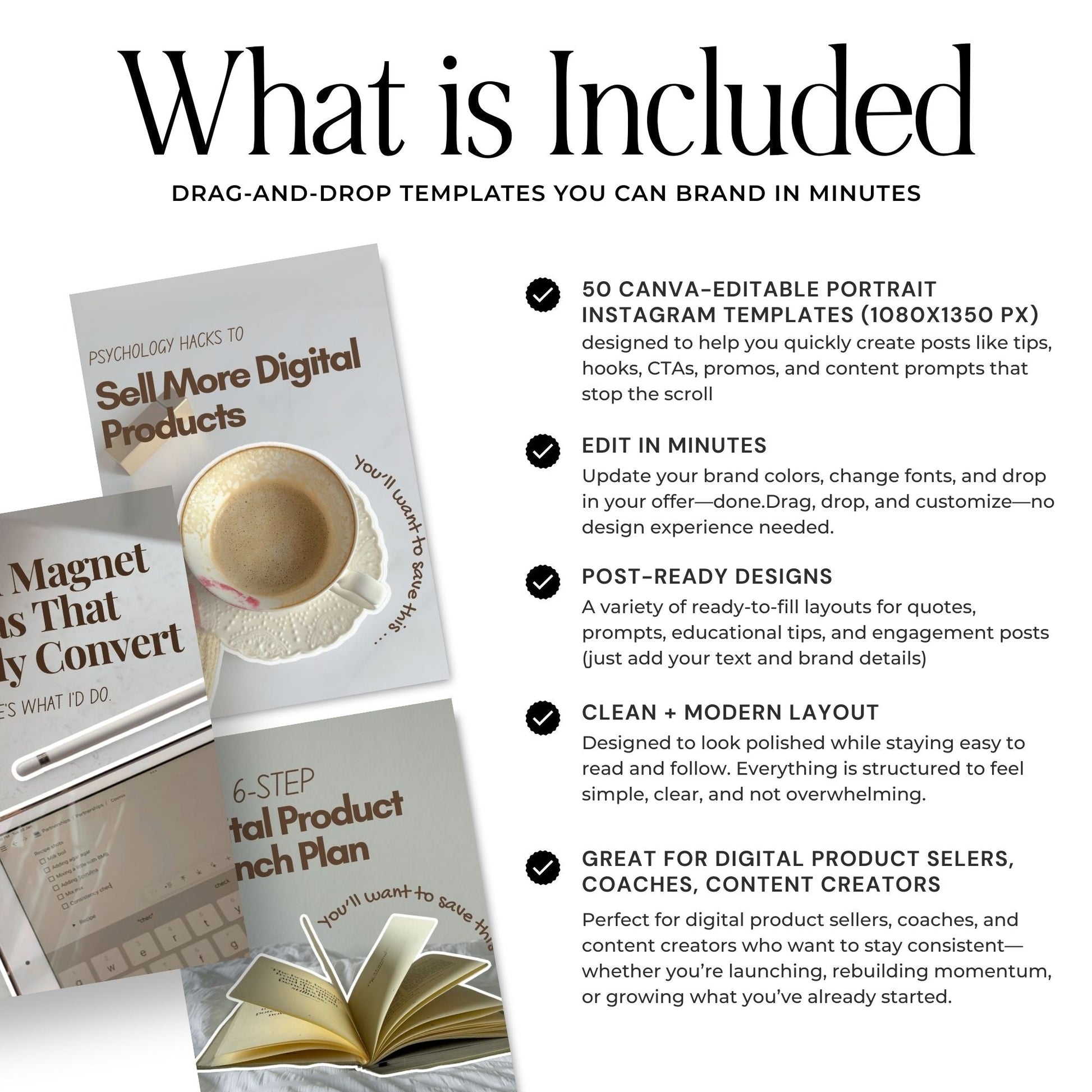 Instagram Templates Canva | Coaching Instagram | 400+ Bonus Stickers & Grid Planners | MRR + PLR Resell Rights Boundless PLR
