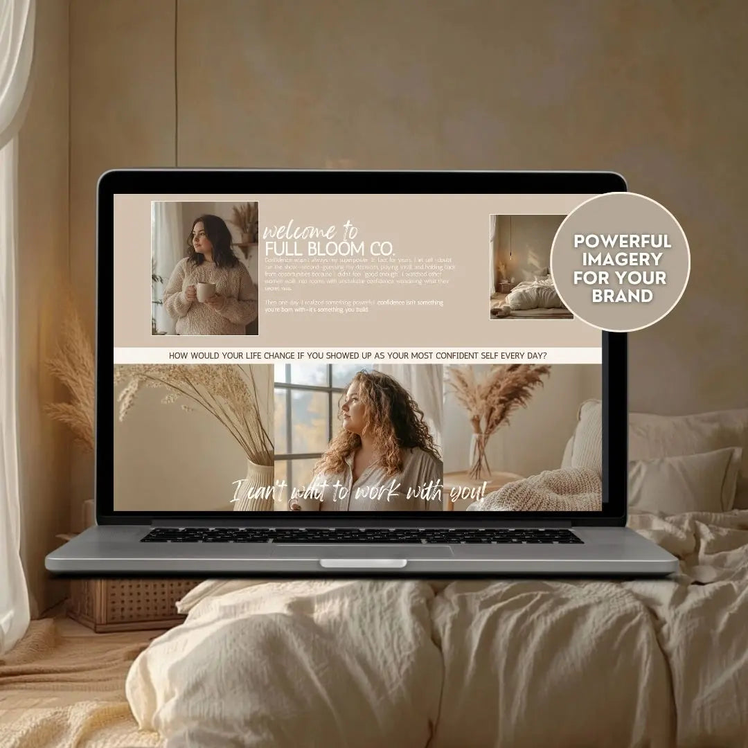 Systeme.io Full Bloom Boho Funnel Template – Editable PLR & MRR with Cozy Plus Size AI Stock Images Boundless PLR