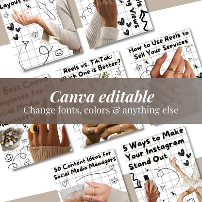 Instagram Carousel Templates (50) | Canva Editable Scrapbook | PLR + MRR