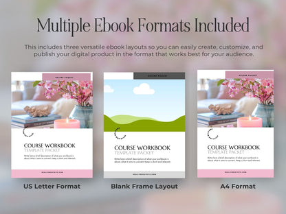 Canva eBook Template, Pink Editable Guide Workbook Template | MRR + PLR Resell Rights | US Letter and A4 Sizes | 4 Bonus Products Boundless PLR