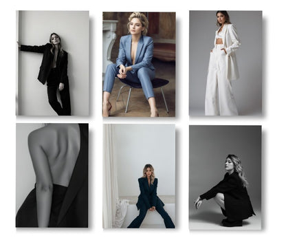 Editorial Fashion Stock Photos for Websites | Women's Suiting Photography Image Bundle with Resell Rights