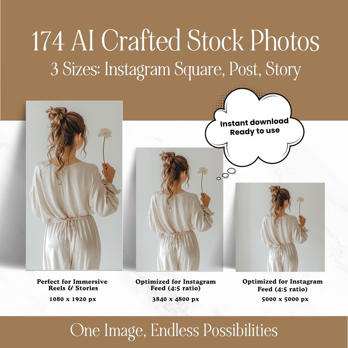 Cream & White AI Stock Image Collection | PLR & MRR Resell Rights