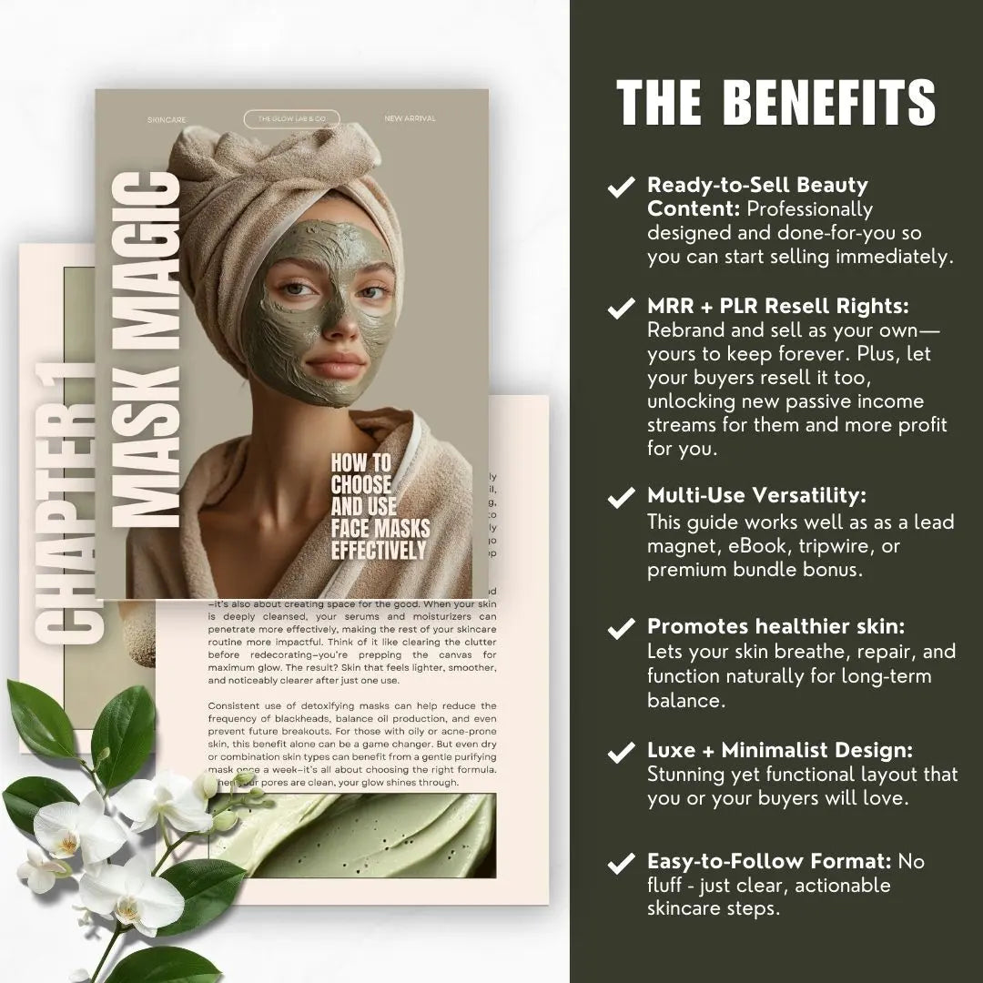 Mask Magic Canva Guide – Editable Skincare eBook with PLR & MRR Resell Rights Boundless PLR