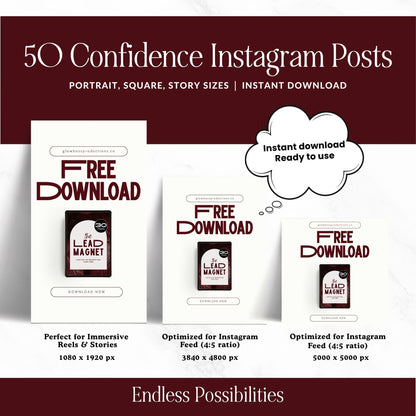 Canva Instagram Templates – Radiant Confidence Pack (50 Templates, MRR + PLR)