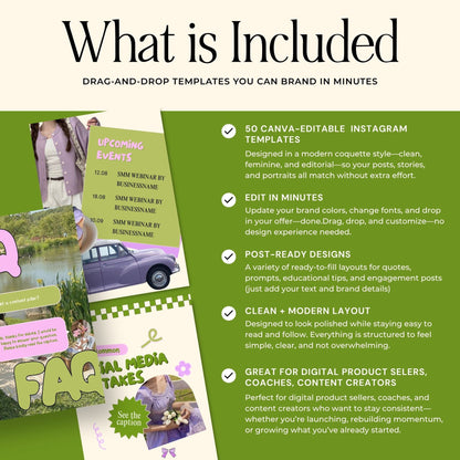 Animated Matcha Green Instagram Templates, Canva MRR PLR Business Social Media Kit, Mint Aesthetic Boundless PLR