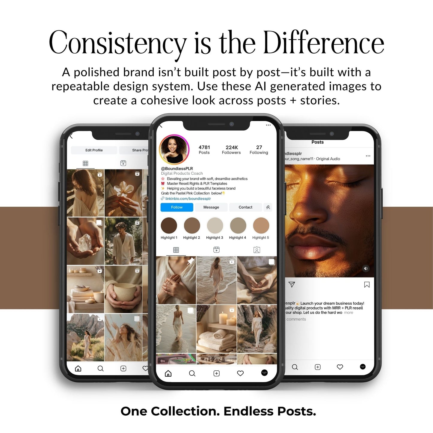 Holistic AI Stock Images Bundle for Instagram | 68 Neutral Wellness Images | PLR + MRR Resell Rights Boundless PLR