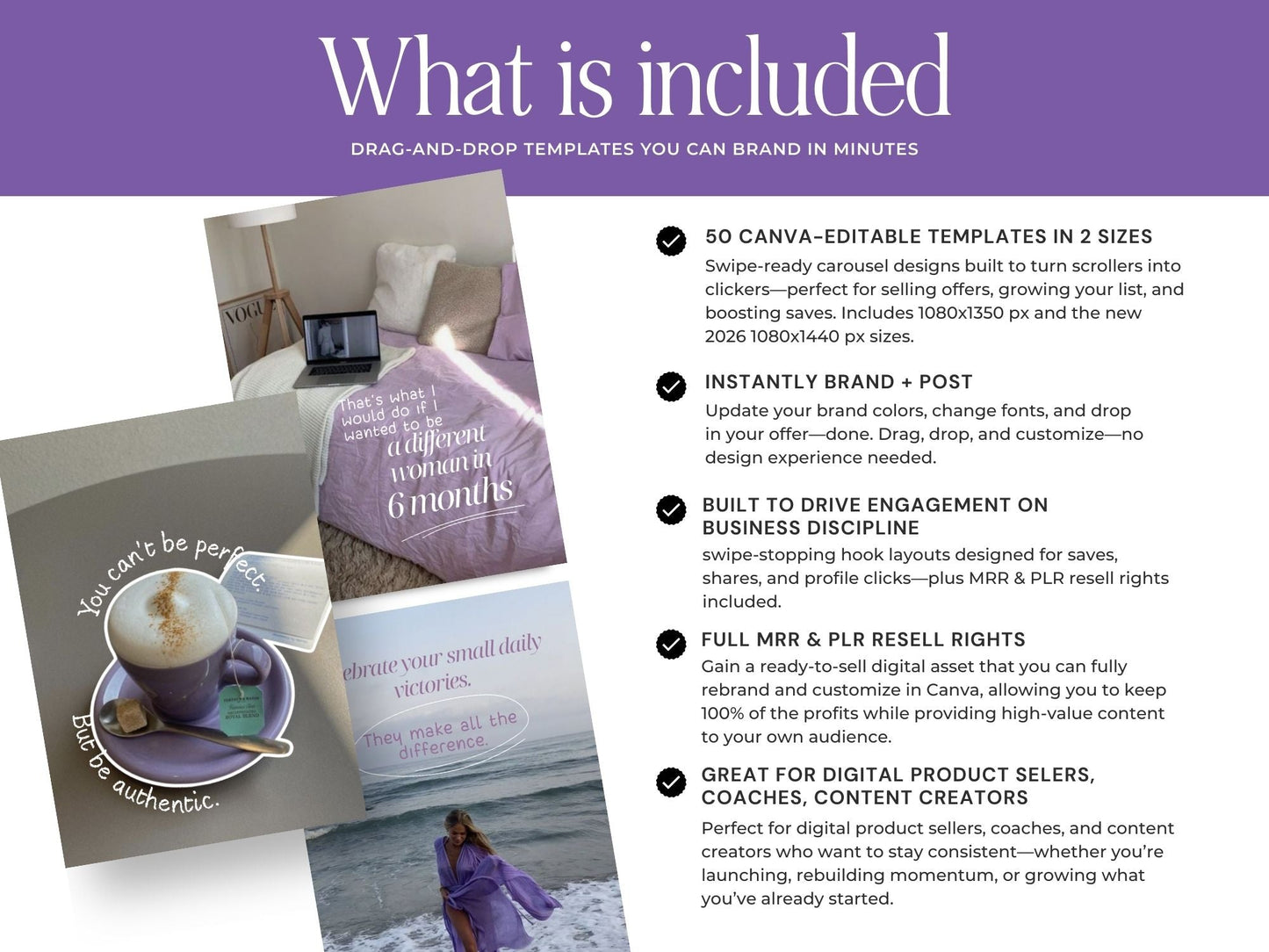 Instagram Templates Canva | Mental Health Wellness | PLR MRR Resell Rights | Therapist Coach | 1080x1350 & 1080x1440 Boundless PLR