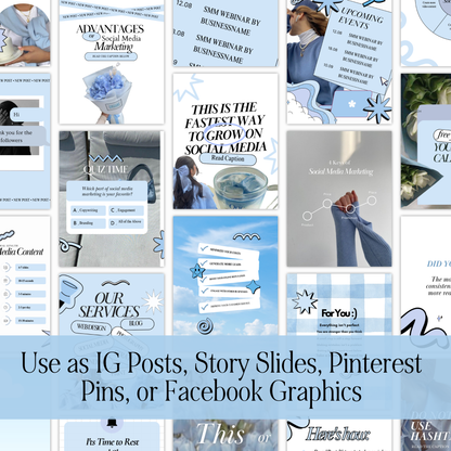 Pastel Blue Instagram Templates | Canva PLR & MRR Resell Rights | 4 Bonuses Boundless PLR