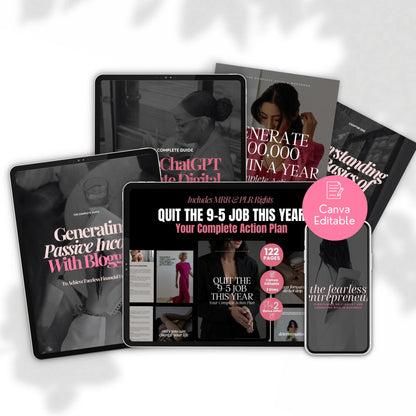 Elysian Noir Canva Templates Bundle | Editable PLR + MRR Boundless PLR
