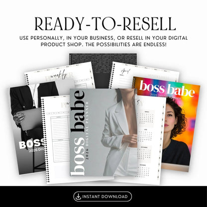 2026 Boss Babe Digital Planner – Canva Editable Template (89 Pages) | PLR + MRR Resell Rights Boundless PLR