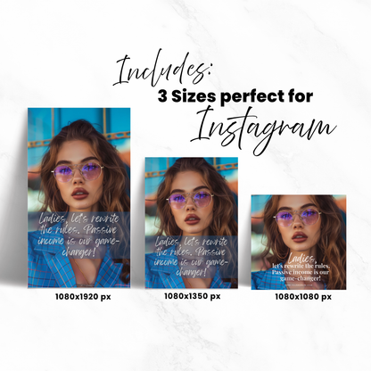 Motivational Instagram Posts, Stories, & Portraits, Empowering Women Canva Templates, Editable Social Media Bundle, PLR + MRR Resell Rights Boundless PLR